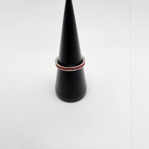 Beautiful red rhinestones stackable ring set in sterling silver!